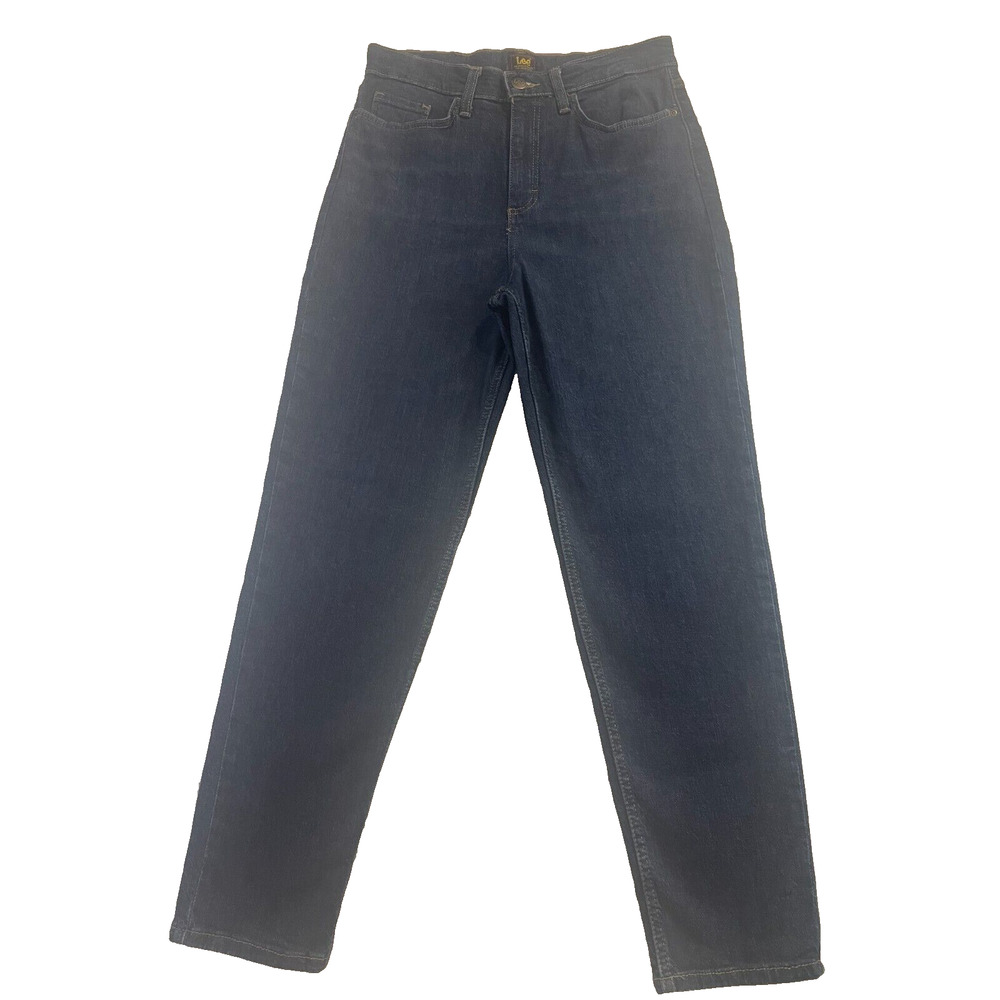 Lee Perfect Fit Womens Straight Leg Dark Wash Embellished Blue Jeans sz 10M